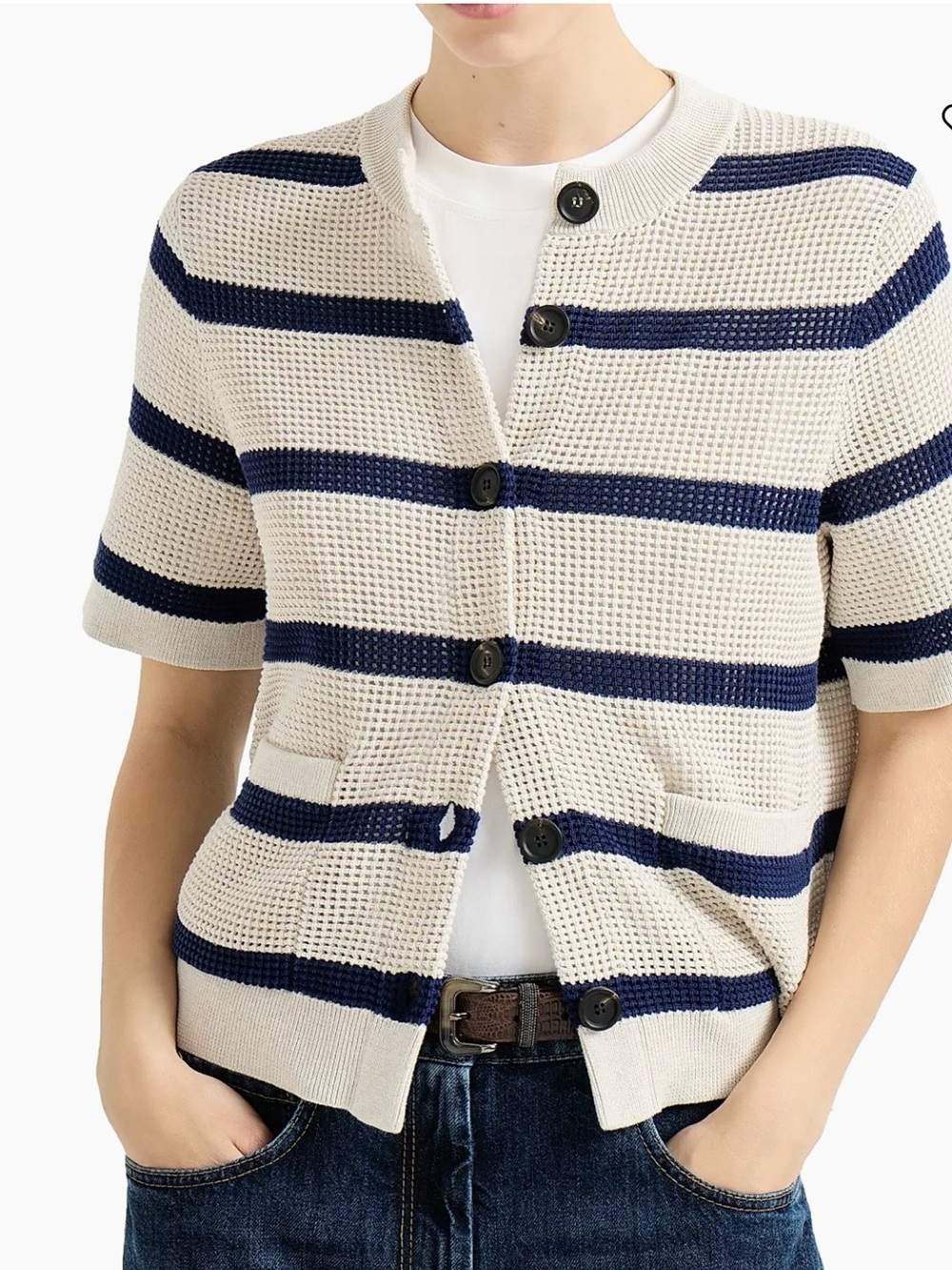 Brunello Cucinelli Cotton Net Striped Cardigan